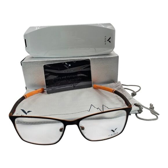 CEO-V CV638 Brown Orange T6-40 Flexible 54-16-132 Eyeglasses Frame Demo New - Picture 1 of 15